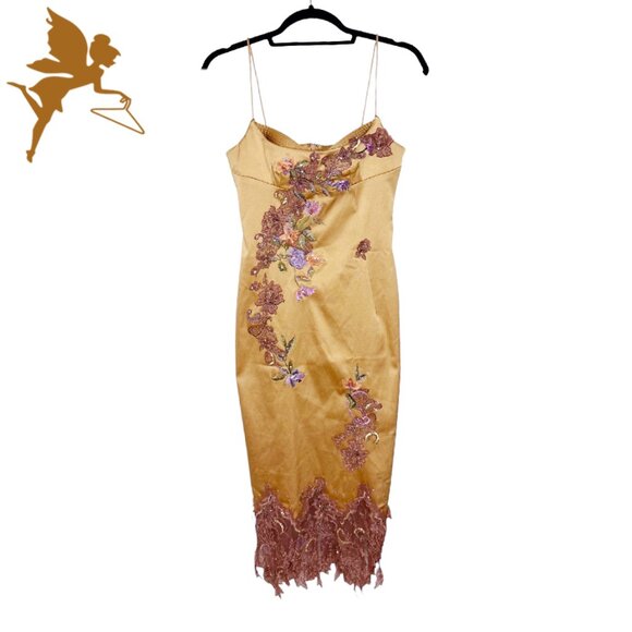 MANDALAY Y2K Satin Beaded Fairycore Diva Cocktail Dress - Picture 2 of 10